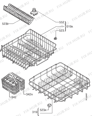 Взрыв-схема посудомоечной машины Zanussi ZD604W - Схема узла Basket 160